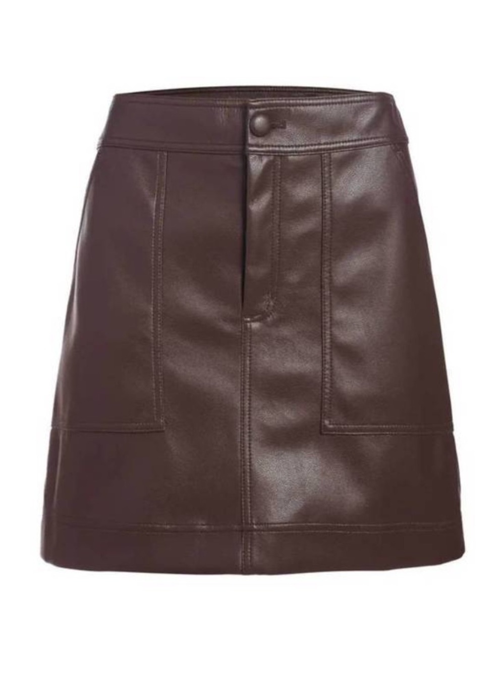 Marie Oliver Braden Faux Leather Skirt in Java Brown Size 6 - Picture 2 of 11